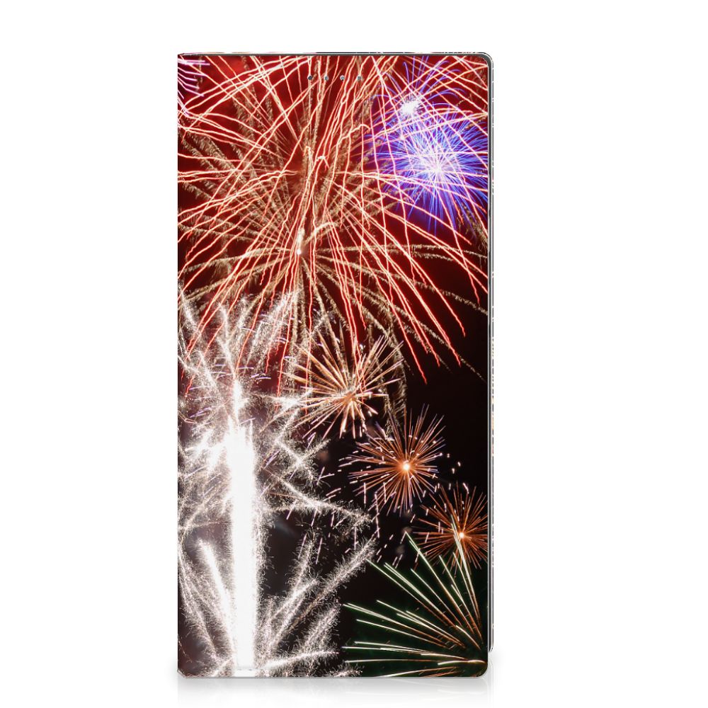 Samsung Galaxy S24 Ultra Hippe Standcase Vuurwerk siervuurwerk kleurrijk aanzicht