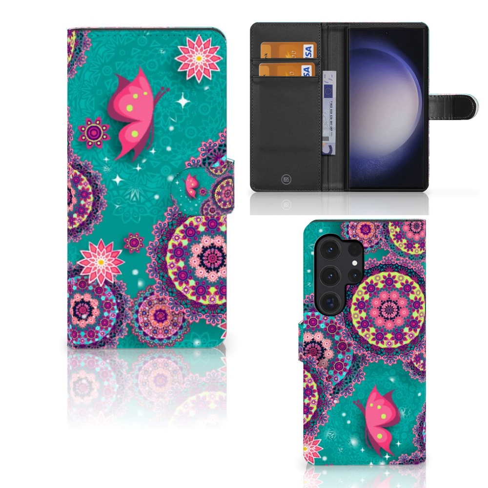 Samsung Galaxy S24 Ultra Hoesje Cirkels en Vlinders met kleurrijke patronen voor bescherming en uitstraling