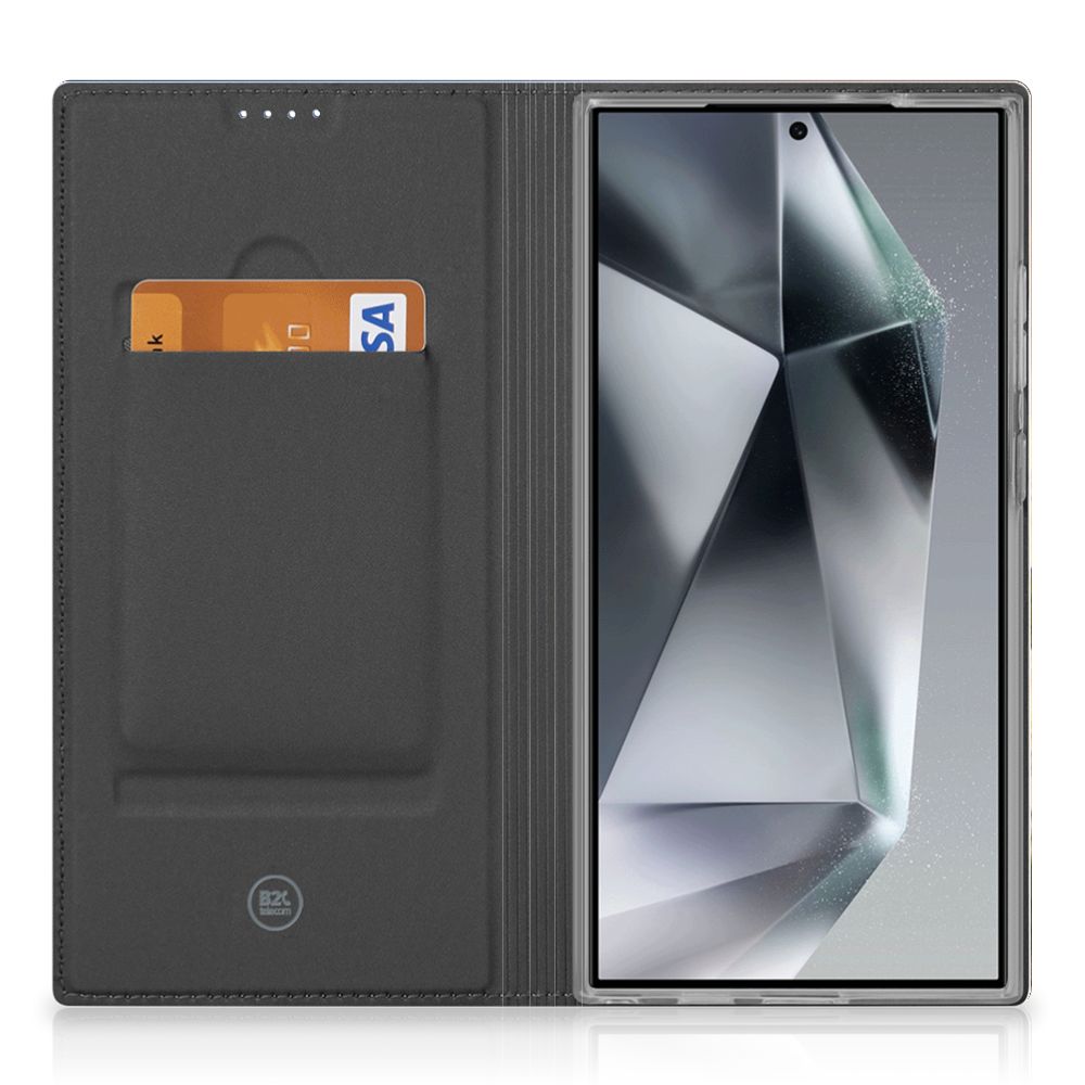 Samsung Galaxy S24 Ultra Hoesje maken Koe stand case zwart design aanzicht