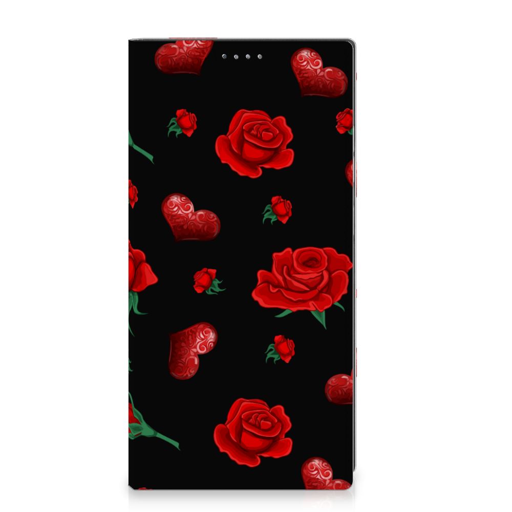 Samsung Galaxy S24 Ultra Magnet Case Valentine ontwerp zwart rode rozen harten