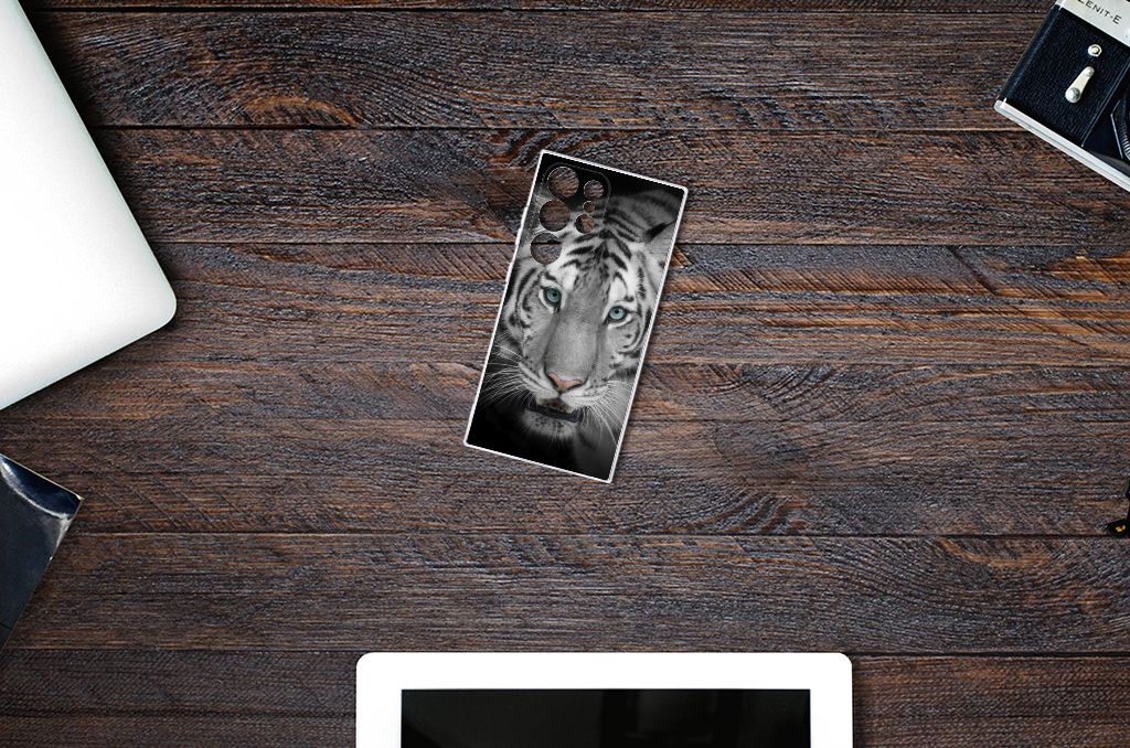 Samsung Galaxy S24 Ultra TPU Hoesje Tijger tijger design bovenaanzicht
