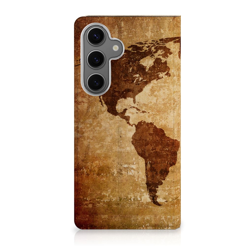 Samsung Galaxy S24FE Book Cover Wereldkaart wereldkaart design voorkant
