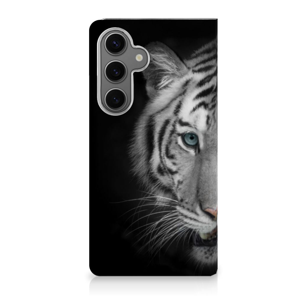 Samsung Galaxy S24FE Hoesje maken Tijger stand witte tijger zijkant