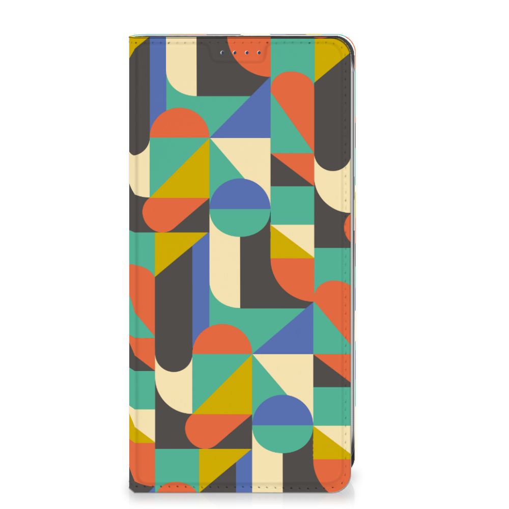 Samsung Galaxy S24FE Hoesje met Magneet Funky Retro abstract kleurrijk ontwerp