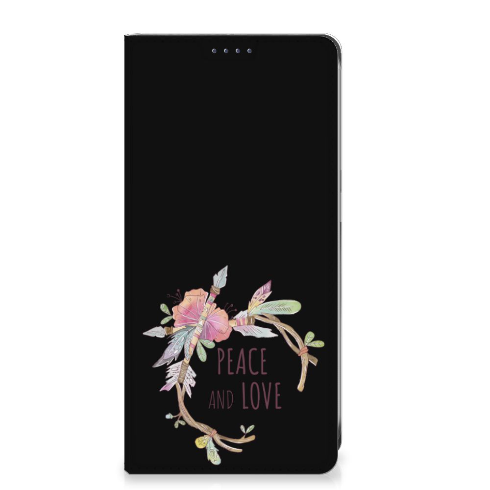 Samsung Galaxy S24FE Magnet Case Boho Text voorkant design bloem