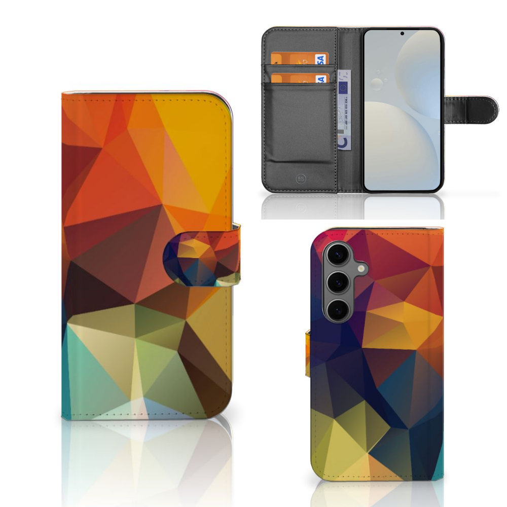 Samsung Galaxy S25 Book Case Polygon Color book case polygon design front side