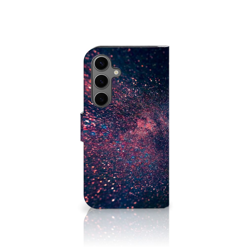 Samsung Galaxy S25 Book Case Stars telefoonhoesje sterren paarse blauwe kleuren zijaanzicht