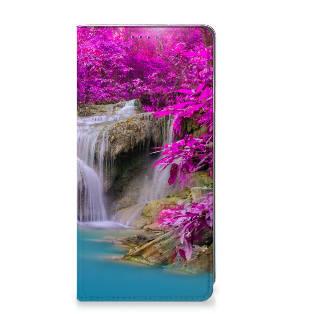 Samsung Galaxy S25 Book Cover Waterval waterval roze bloemen voorkant