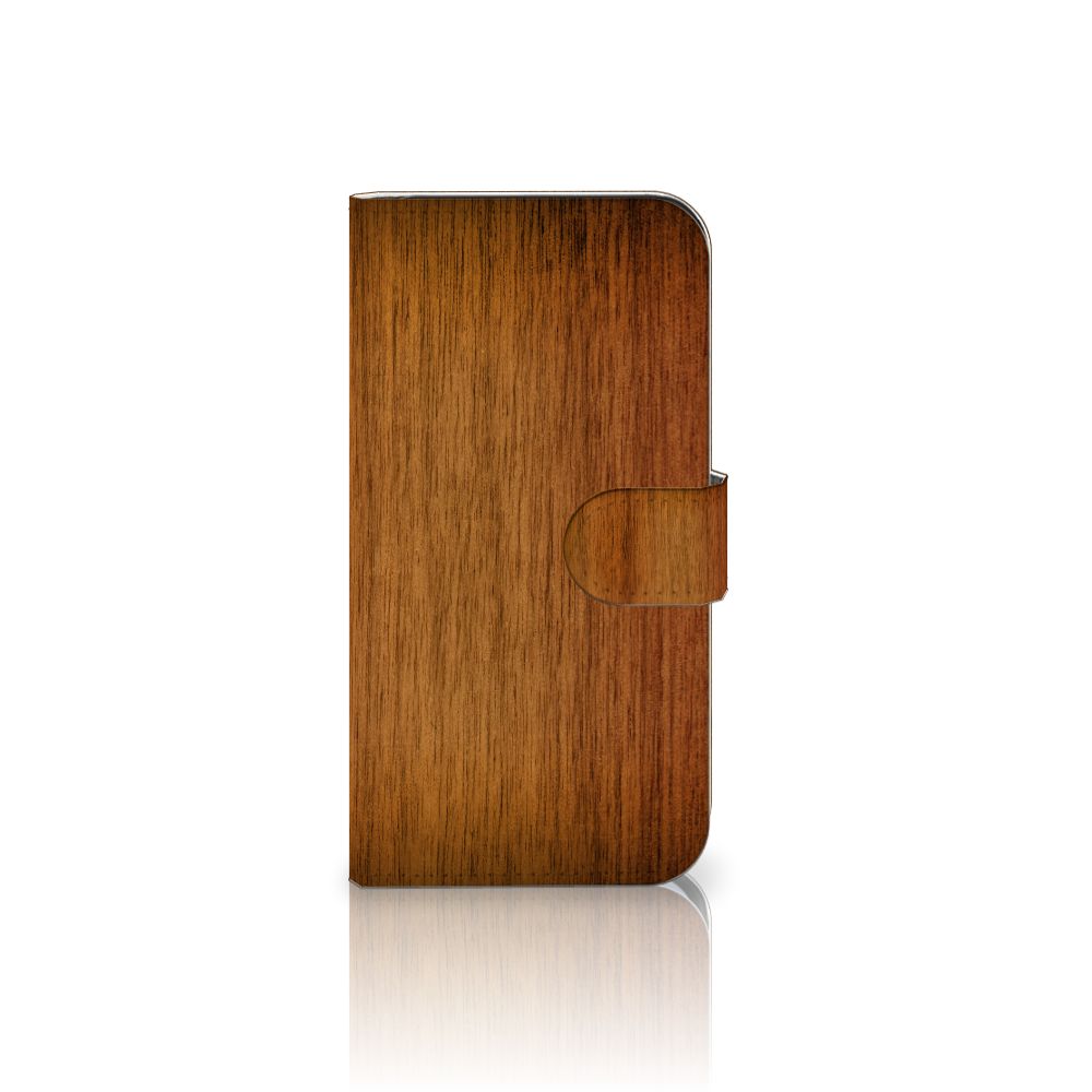 Samsung Galaxy S25 Book Style Case Donker Hout book stijl hoesje houtprint zijkant