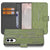 Samsung Galaxy S25 Edge Book Style Case Green Wood boekhoes groen hout voorkant achterkant