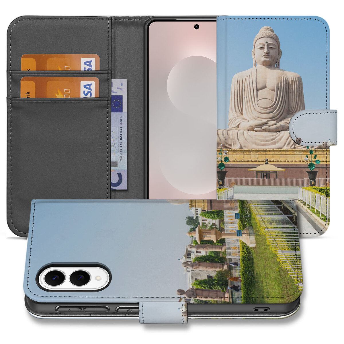 Samsung Galaxy S25 Edge Flip Cover Boeddha hoesje Boeddha design voorkant