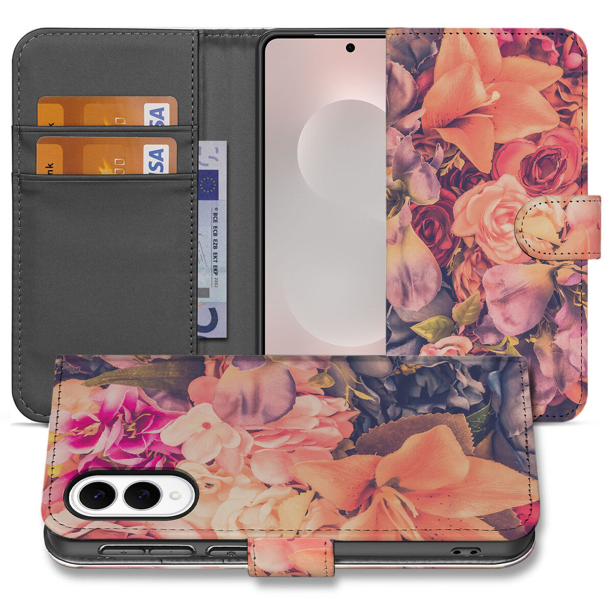 Samsung Galaxy S25 Edge Hoesje Bosje Bloemen wallet case flowers front view