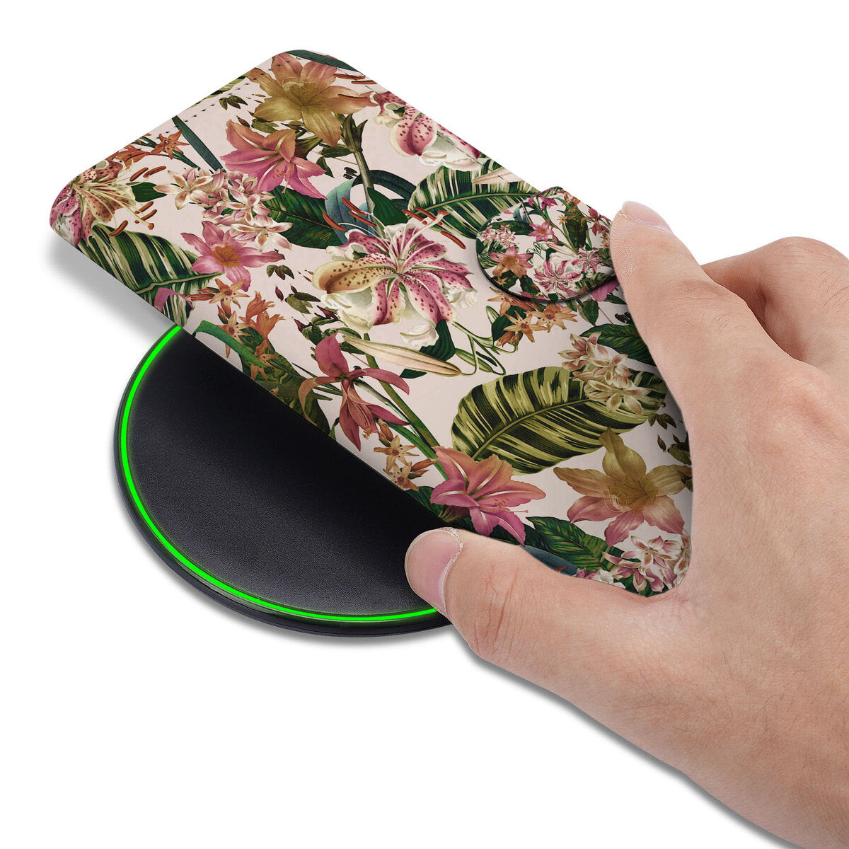Samsung Galaxy S25 Edge Hoesje Flowers bookcase bloemen design hand aanzicht