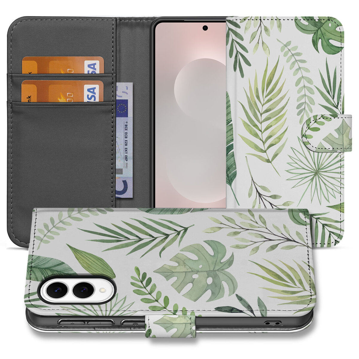 Samsung Galaxy S25 Edge Hoesje Leaves book case bladeren voorkant
