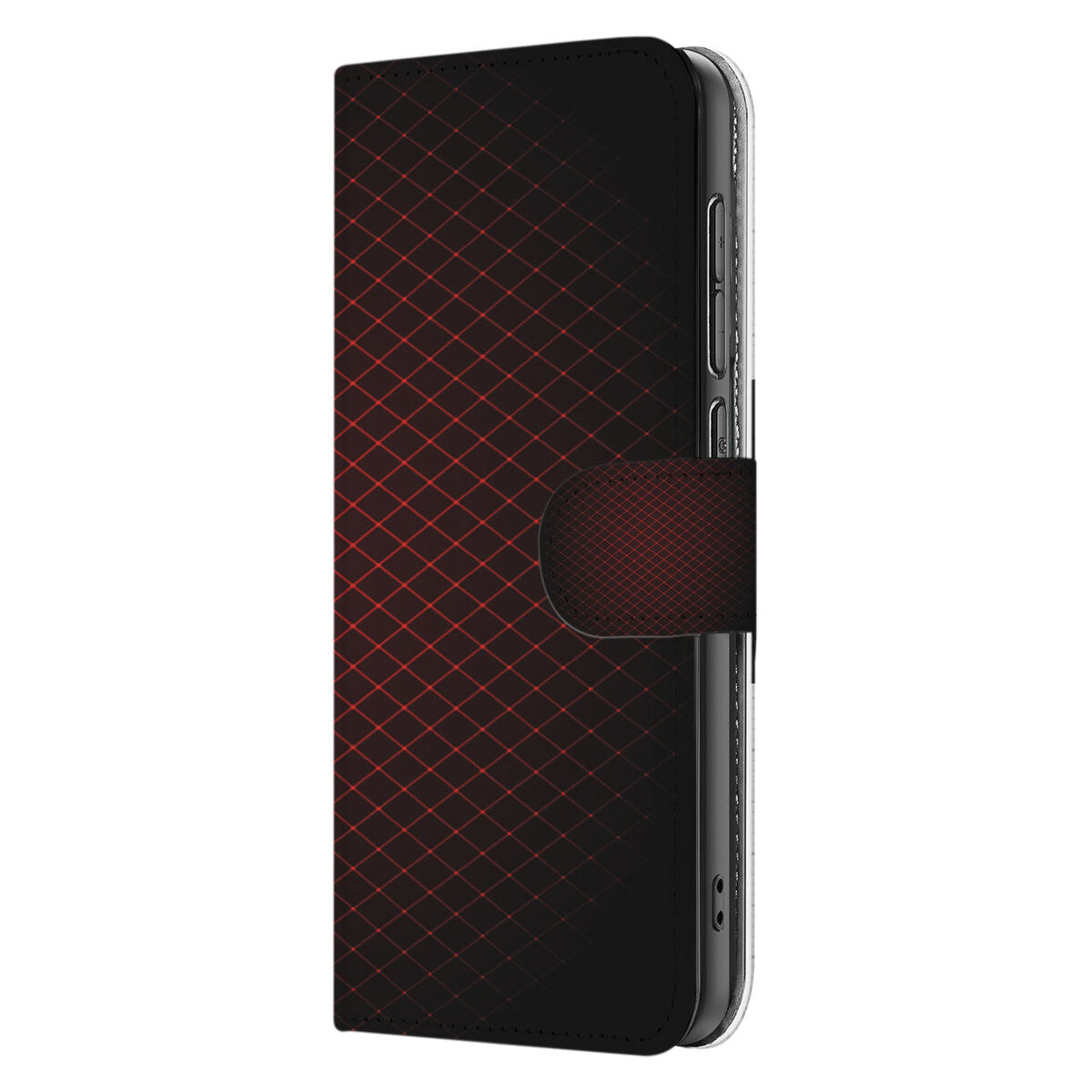 Samsung Galaxy S25 Edge Telefoon Hoesje Geruit Rood bookcase geruit zwart en rood aanzicht
