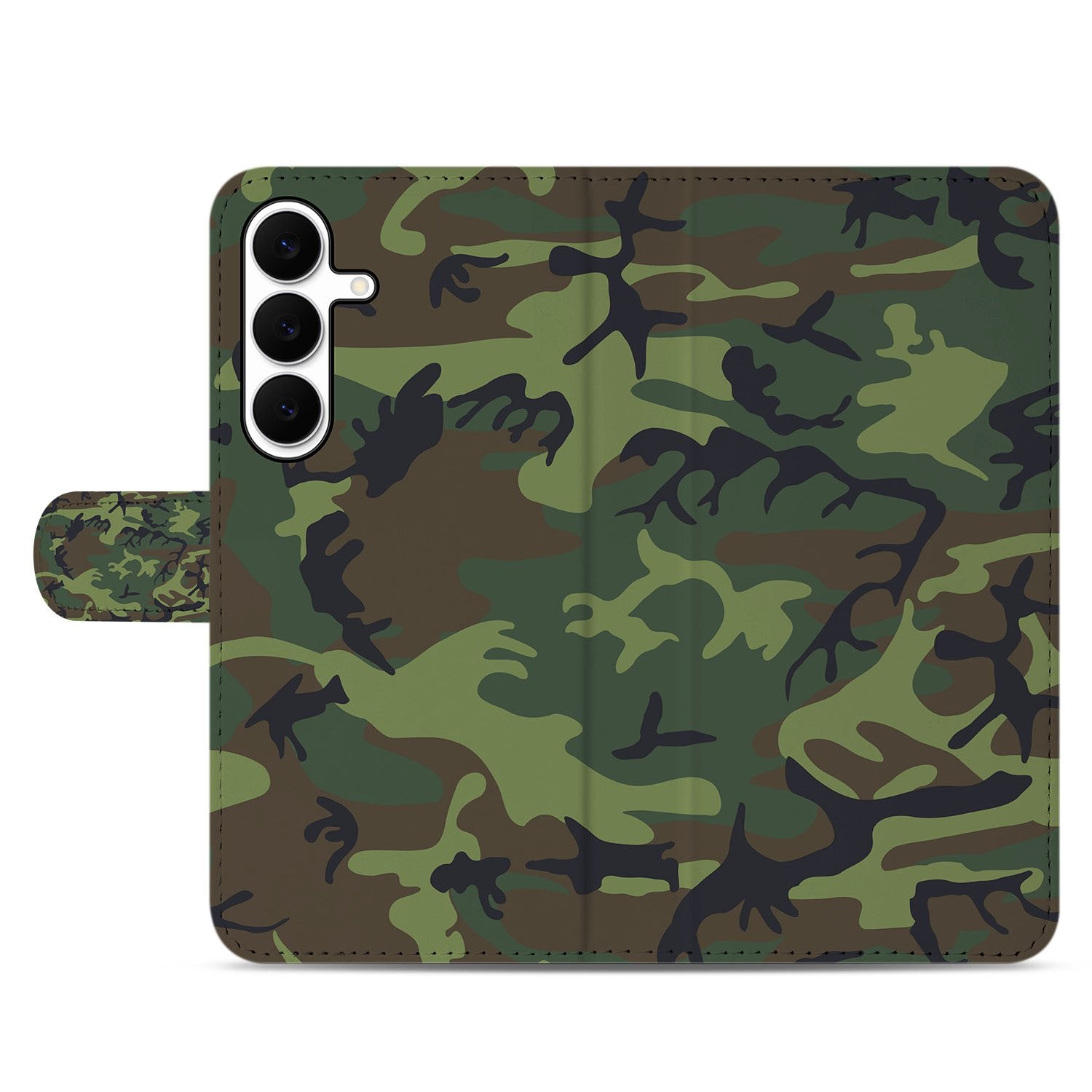 Samsung Galaxy S25 FE Boekhoesje Camouflage Army Dark Met Pasjes camouflage army dark vooraanzicht