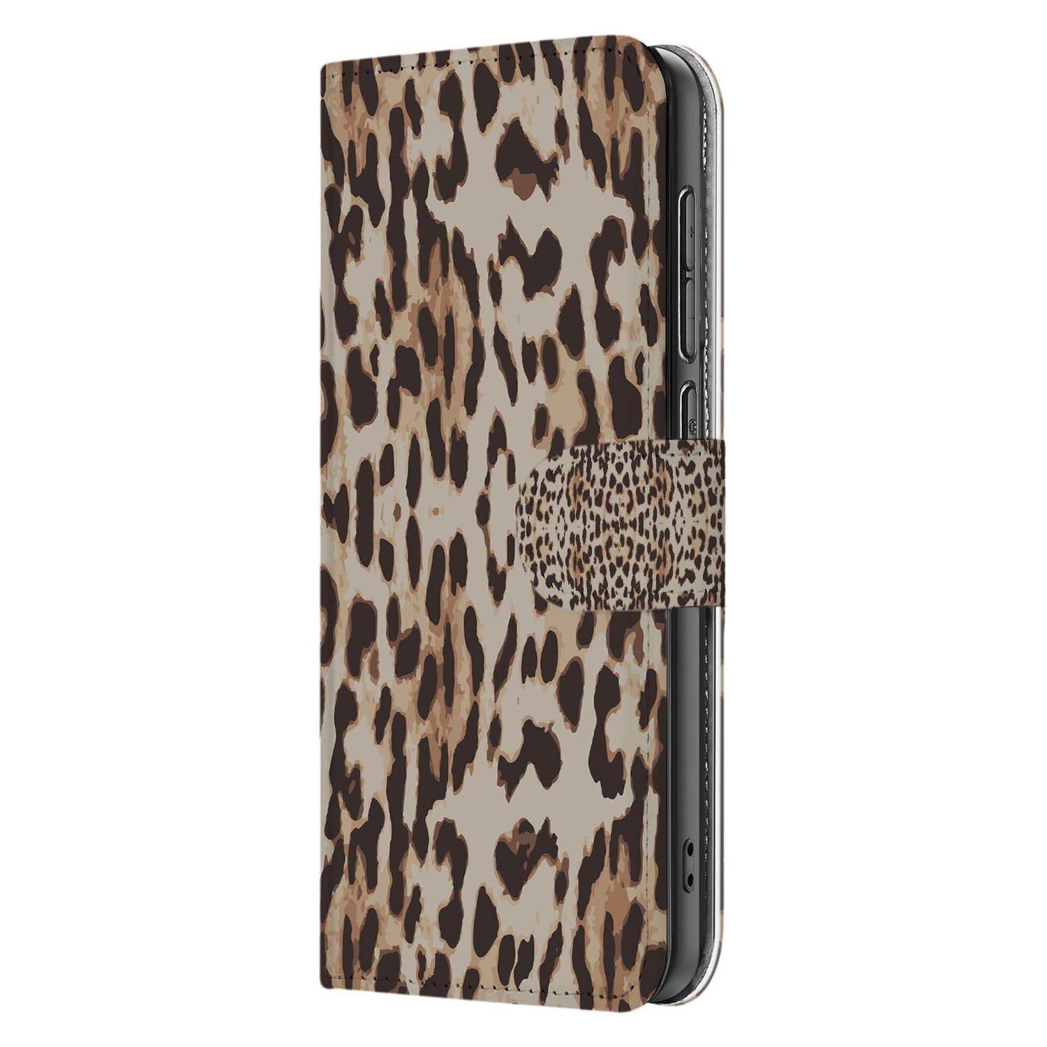 Samsung Galaxy S25 FE Boekhoesje Met Pasjes Leopard Magnetisch leopard design zijaanzicht