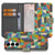 Samsung Galaxy S25 FE Bookcase Hoesje Funky Retro Pasjes kunstleer boekcase hoesje geometrisch design voorkant