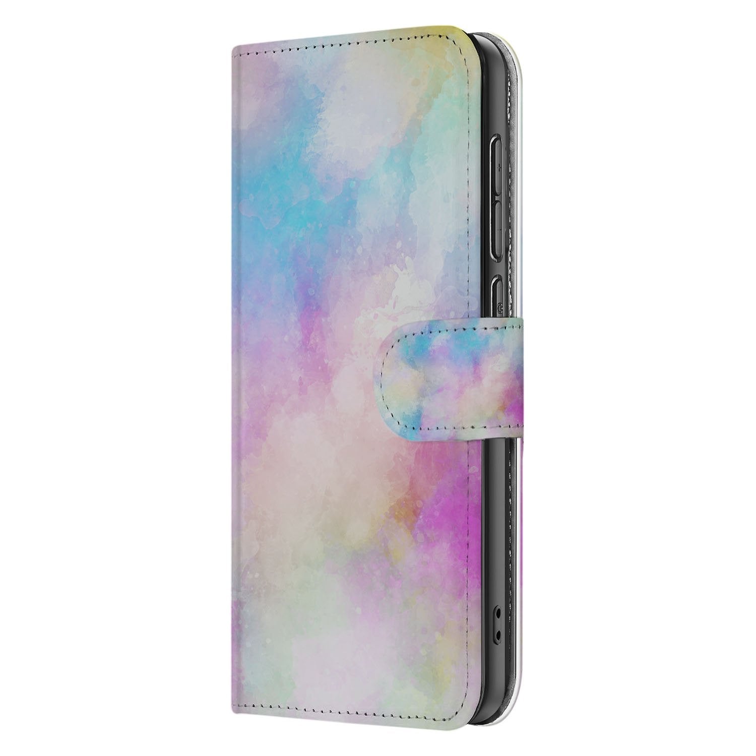 Samsung Galaxy S25 FE Bookcase Hoesje Met Pasjeshouder Watercolor Light pastel waterverf boekcase aanzicht