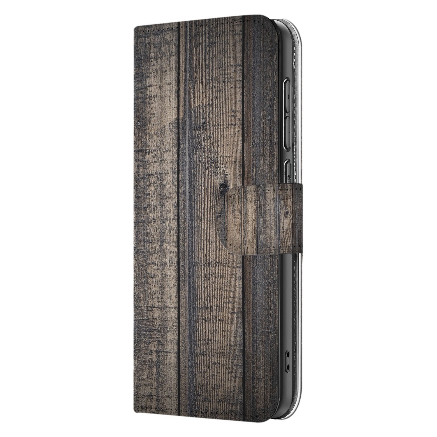 Samsung Galaxy S25 FE Bookstyle Hoes Steigerhout Design Met 3 Pasjes voorkant steigerhout