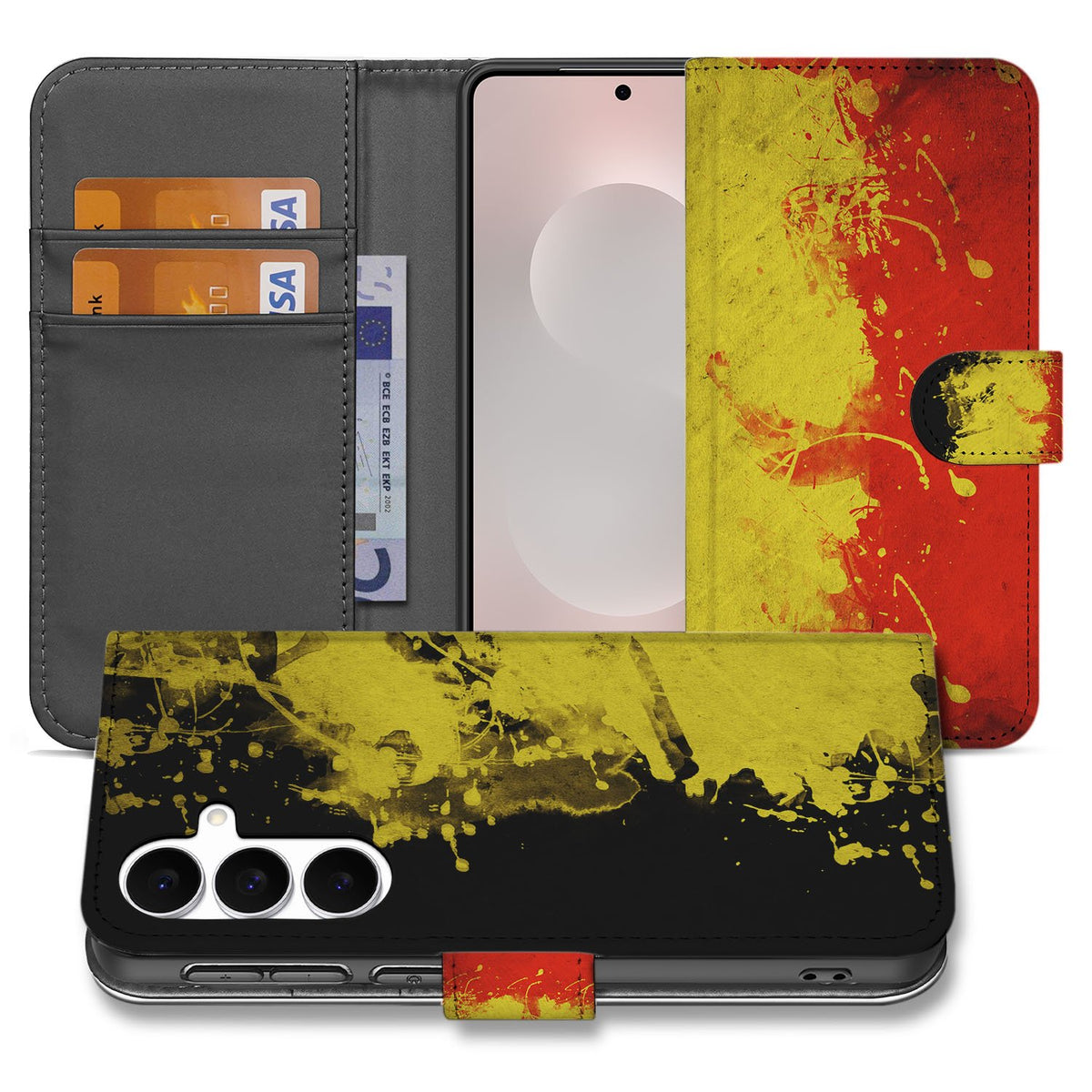 Samsung Galaxy S25 FE Bookstyle Hoesje Belgische Vlag Met Pasvak bookcase design voorkant