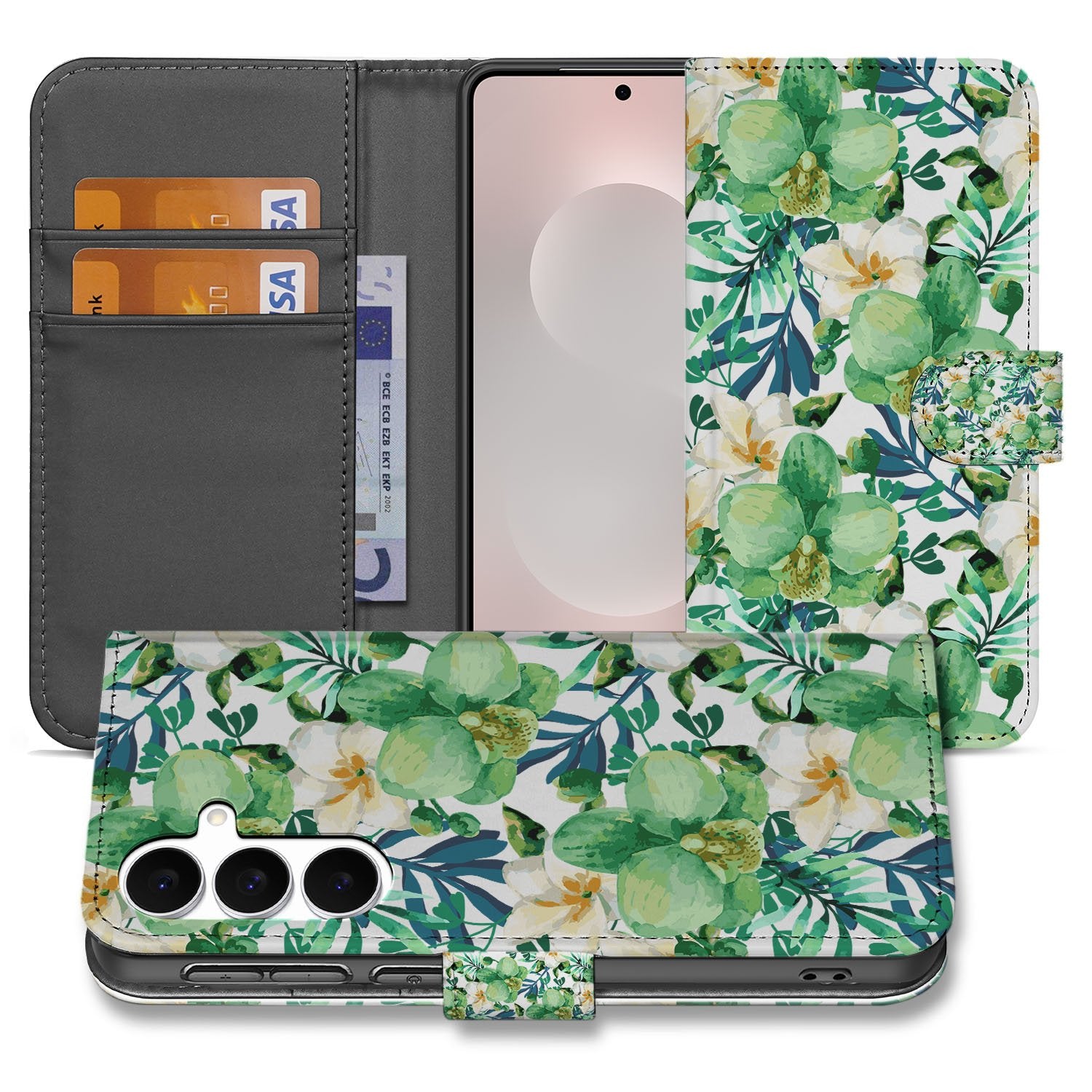 Samsung Galaxy S25 FE Hoesje Orchidee Groen book case orchidee groen ontwerp