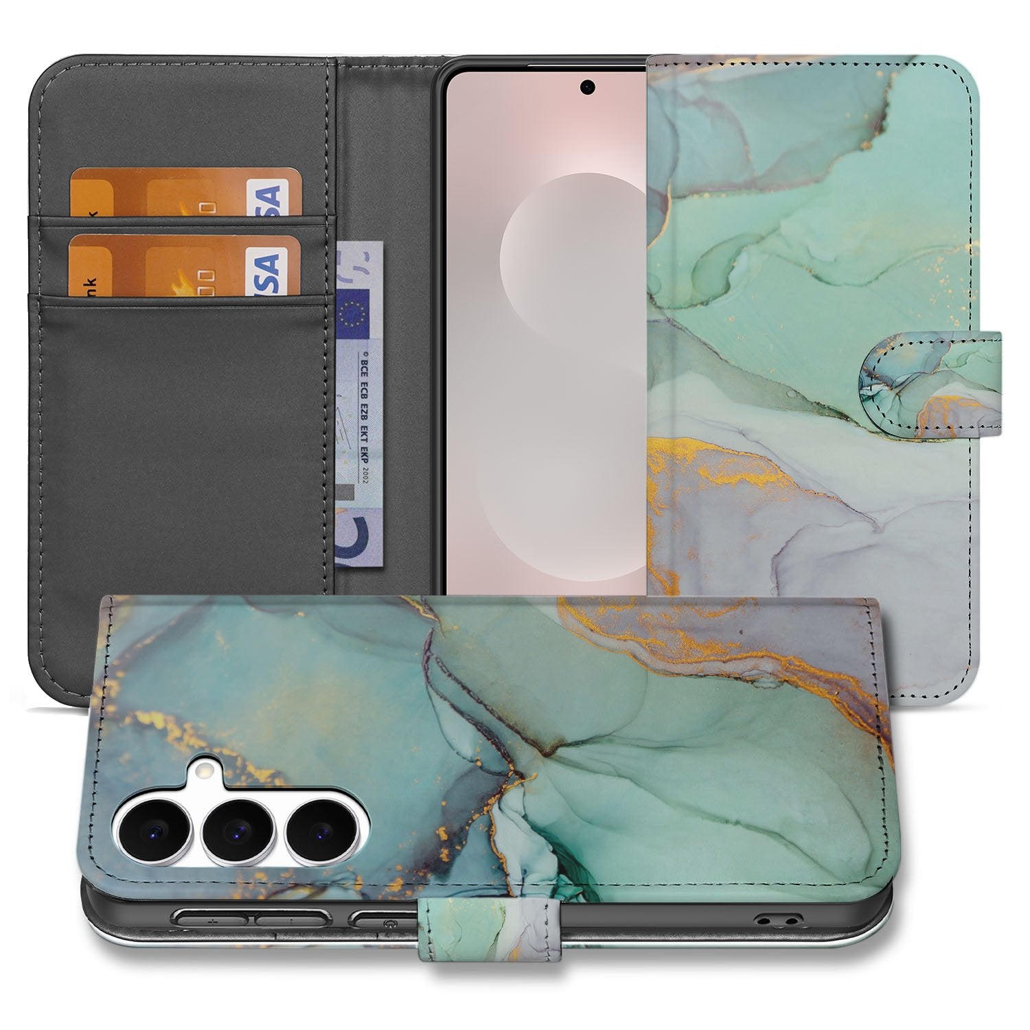 Samsung Galaxy S25 FE Hoesje Watercolor Mix PU-Leer Met 3 Pasjes Sluitlipje boekhoesje aquarel design voorkant