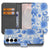 Samsung Galaxy S25 FE Portemonnee Hoesje Blauw Bloemen PU-Leer 3 Pasjes design blauw bloemen vooraanzicht