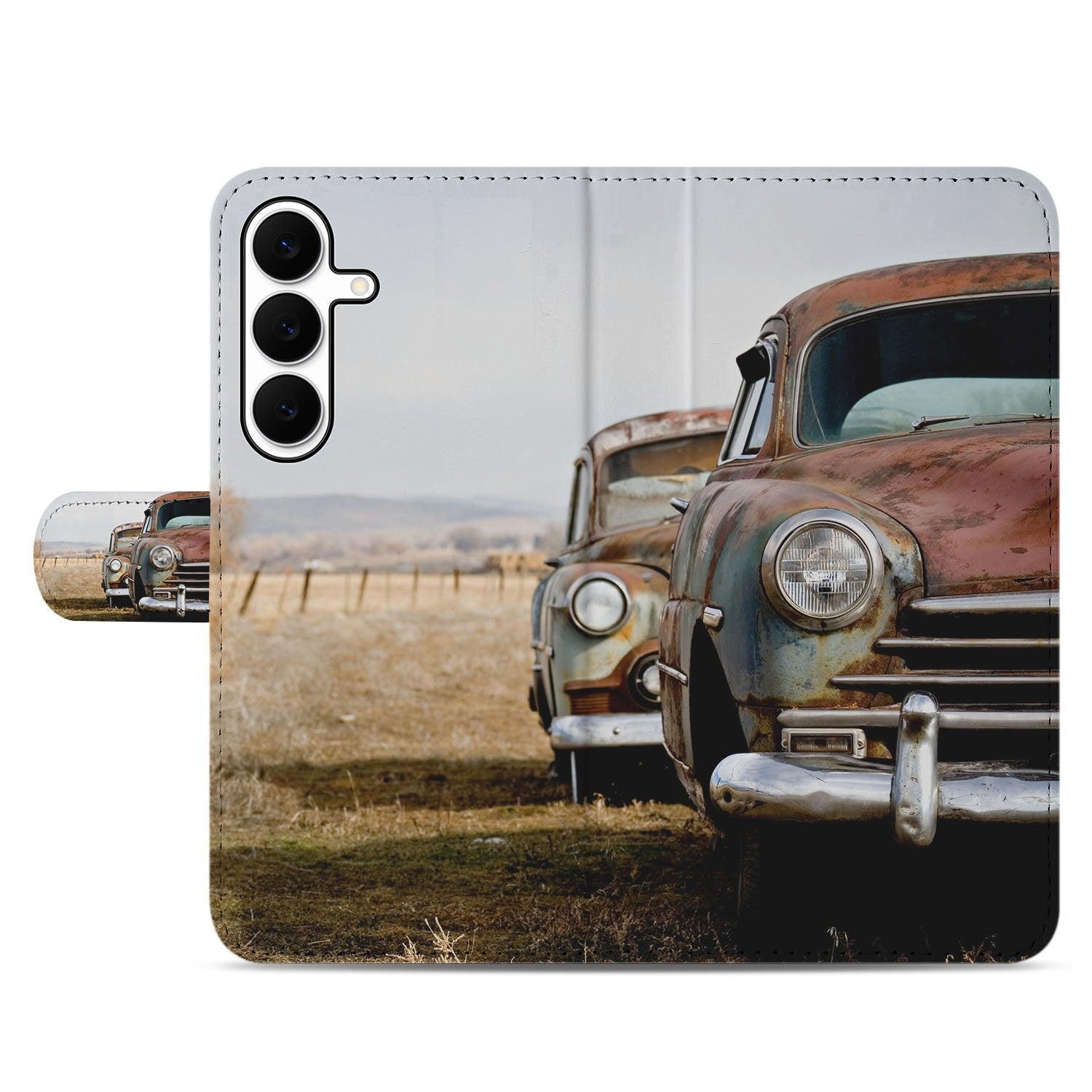 Samsung Galaxy S25 FE Portemonnee Hoesje Vintage Auto 3 Pasjes TPU vintage auto voorkant