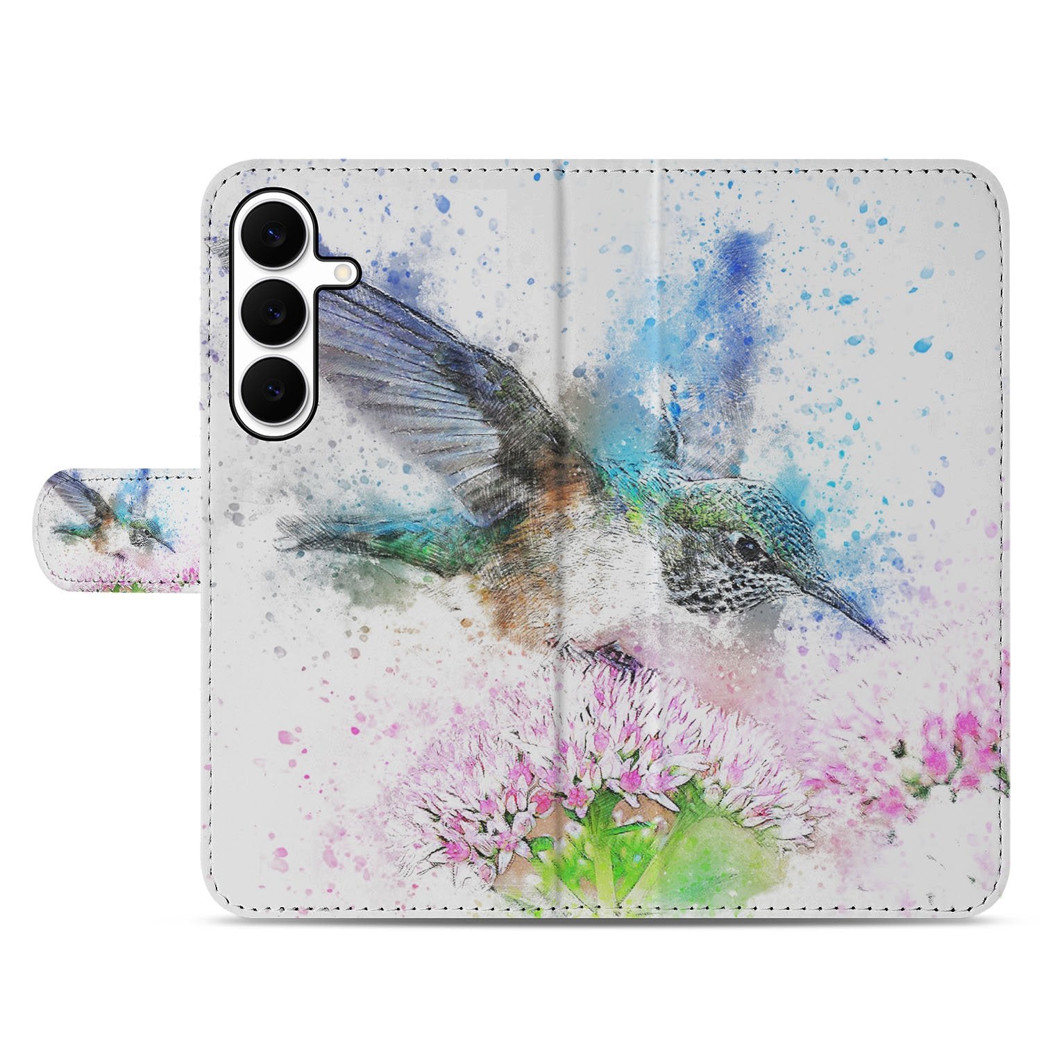 Samsung Galaxy S25 FE Portemonneehoes Kolibrie Print Met 3 Pasjes kolibrieprint voorkant