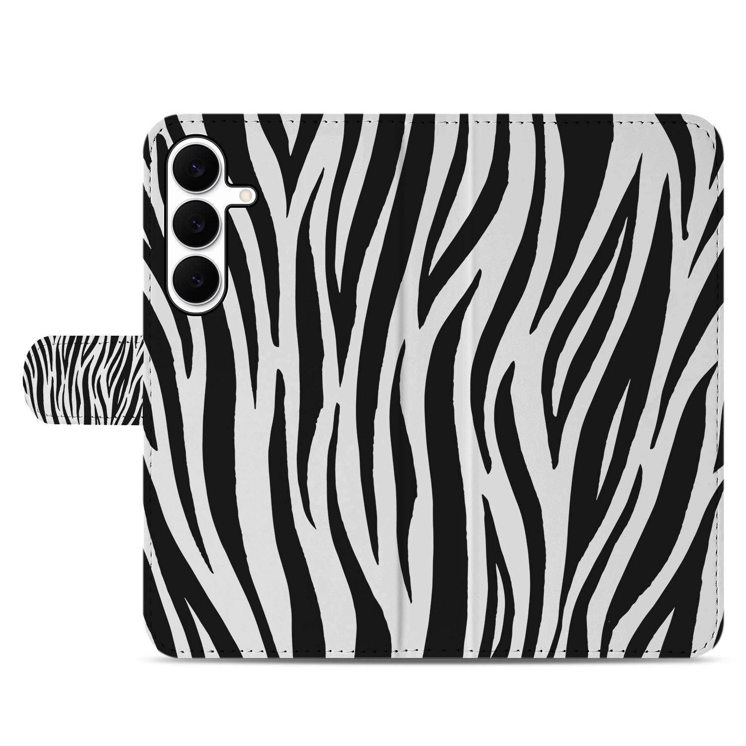 Samsung Galaxy S25 FE Telefoonhoesje met Pasjes Zebra book case zebra dessin achterkant