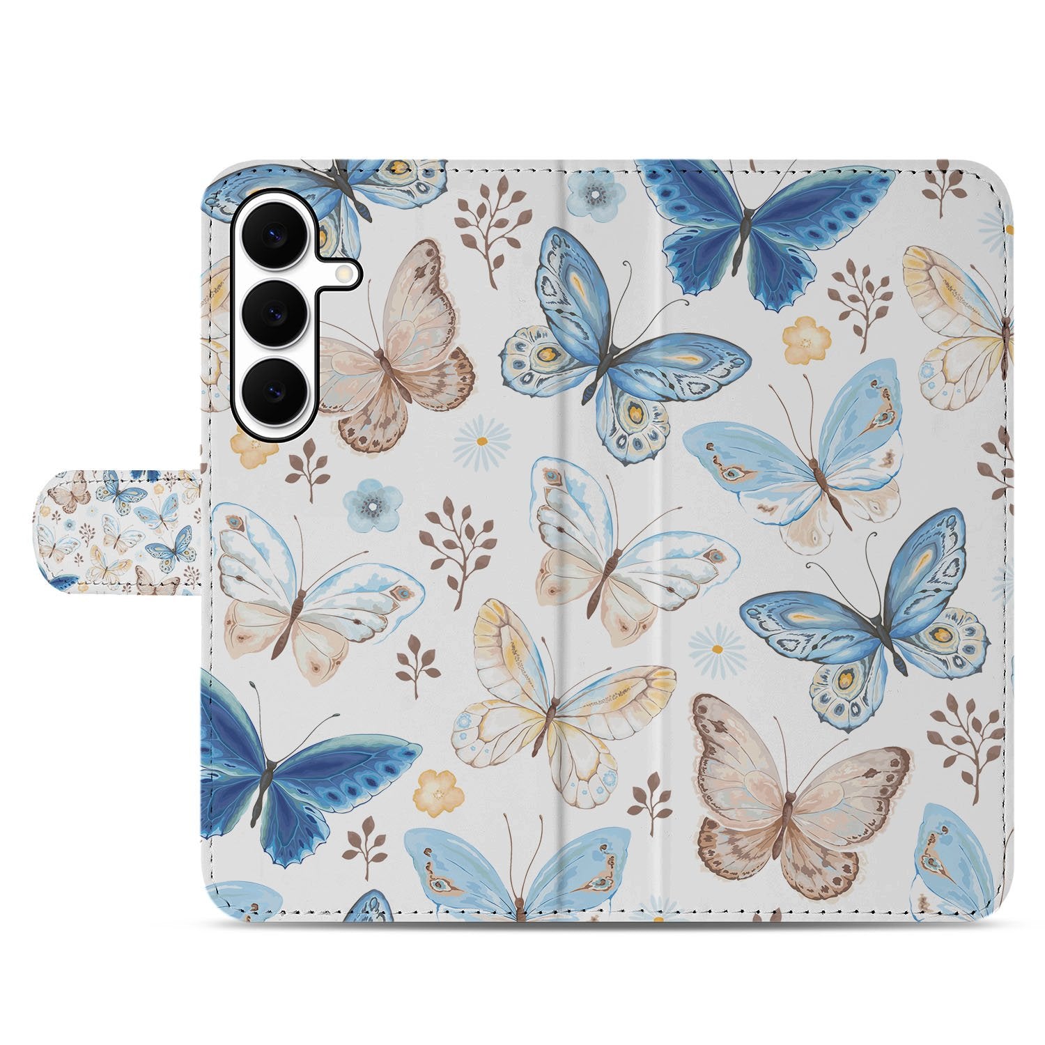 Samsung Galaxy S25 FE Vlinder Wallet Hoesje Met 3 Pasjes PU Leder vlinderdesign aanzicht