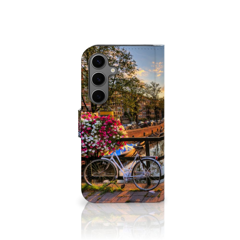 Samsung Galaxy S25 Flip Cover Amsterdamse Grachten fiets bloemen gracht Amsterdam