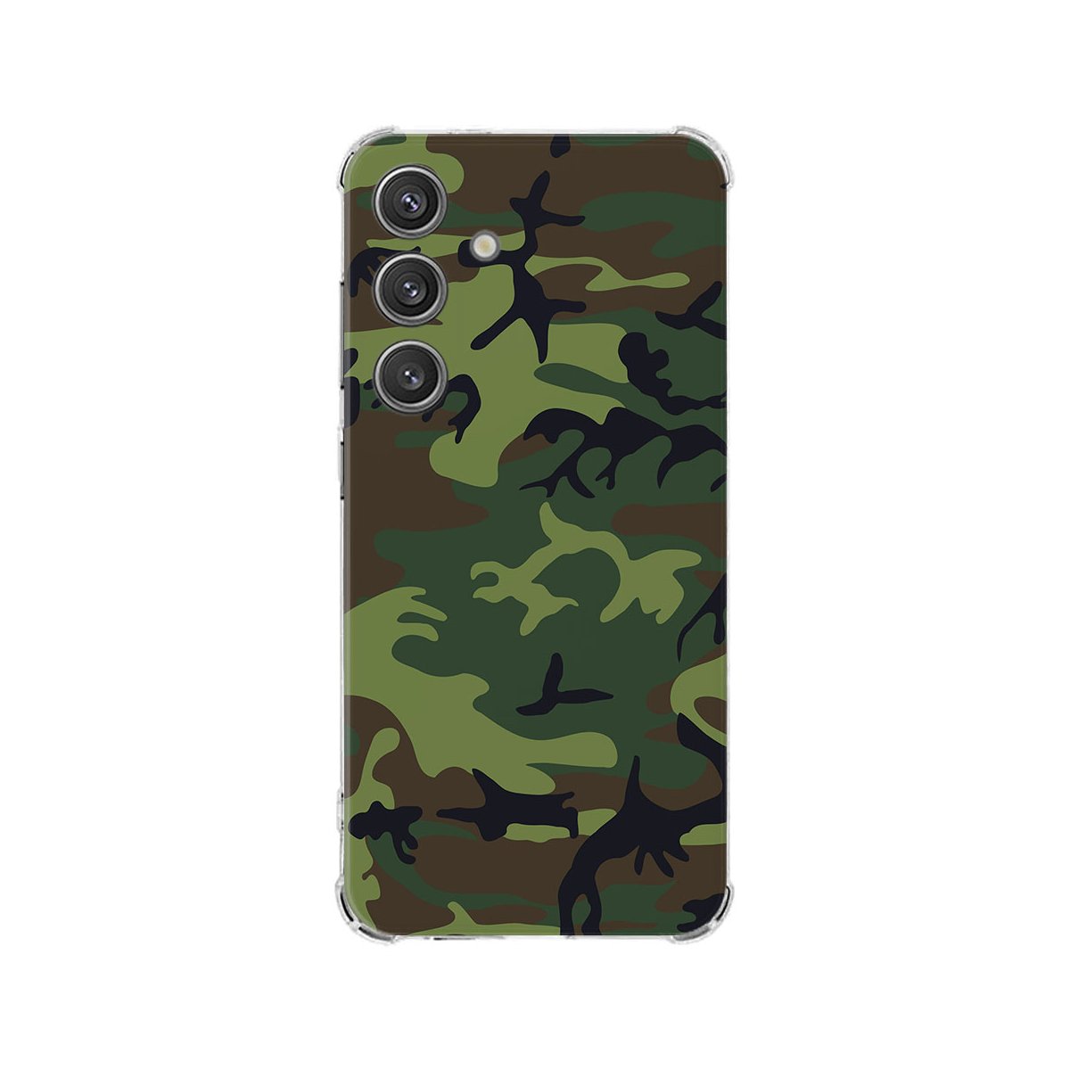 Samsung Galaxy S25 Hoesje - Army Dark TPU Antishock camouflage camouflageprint achterkant