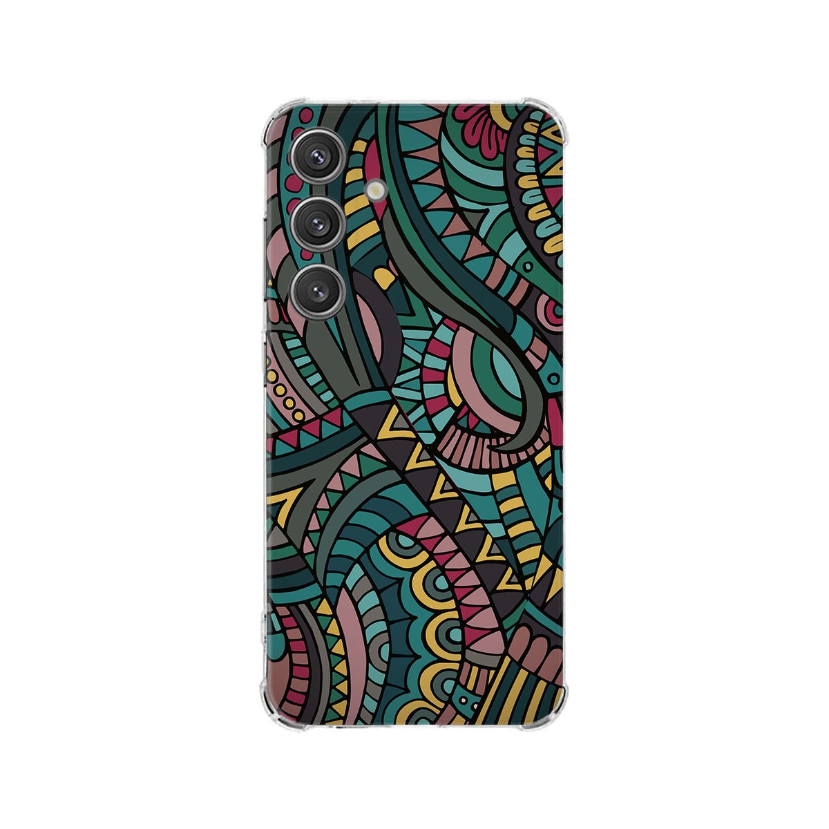 Samsung Galaxy S25 Hoesje - Aztec TPU Antishock Aztec patroon achterkant