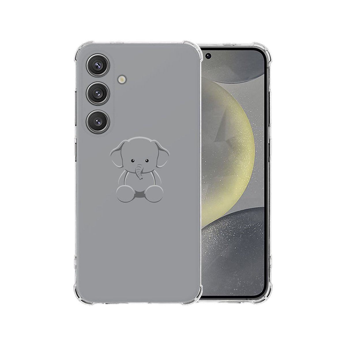 Samsung Galaxy S25 Hoesje Baby Olifant TPU Antishock schattig ontwerp transparant rug voorkant