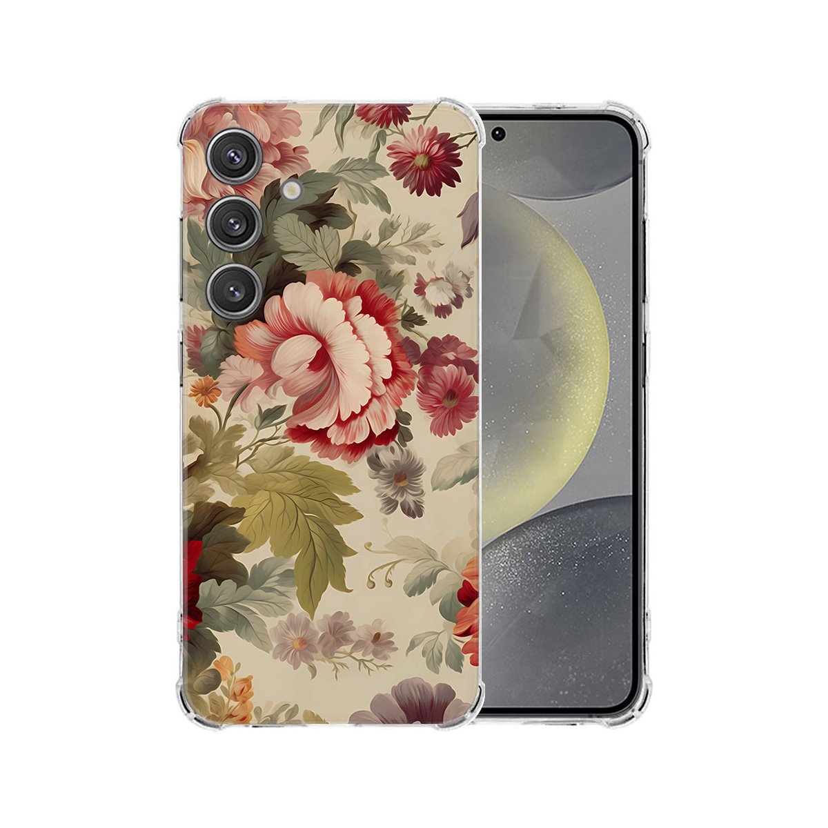 Samsung Galaxy S25 Hoesje - Bloemen TPU Antishock bloemenprint aanzicht