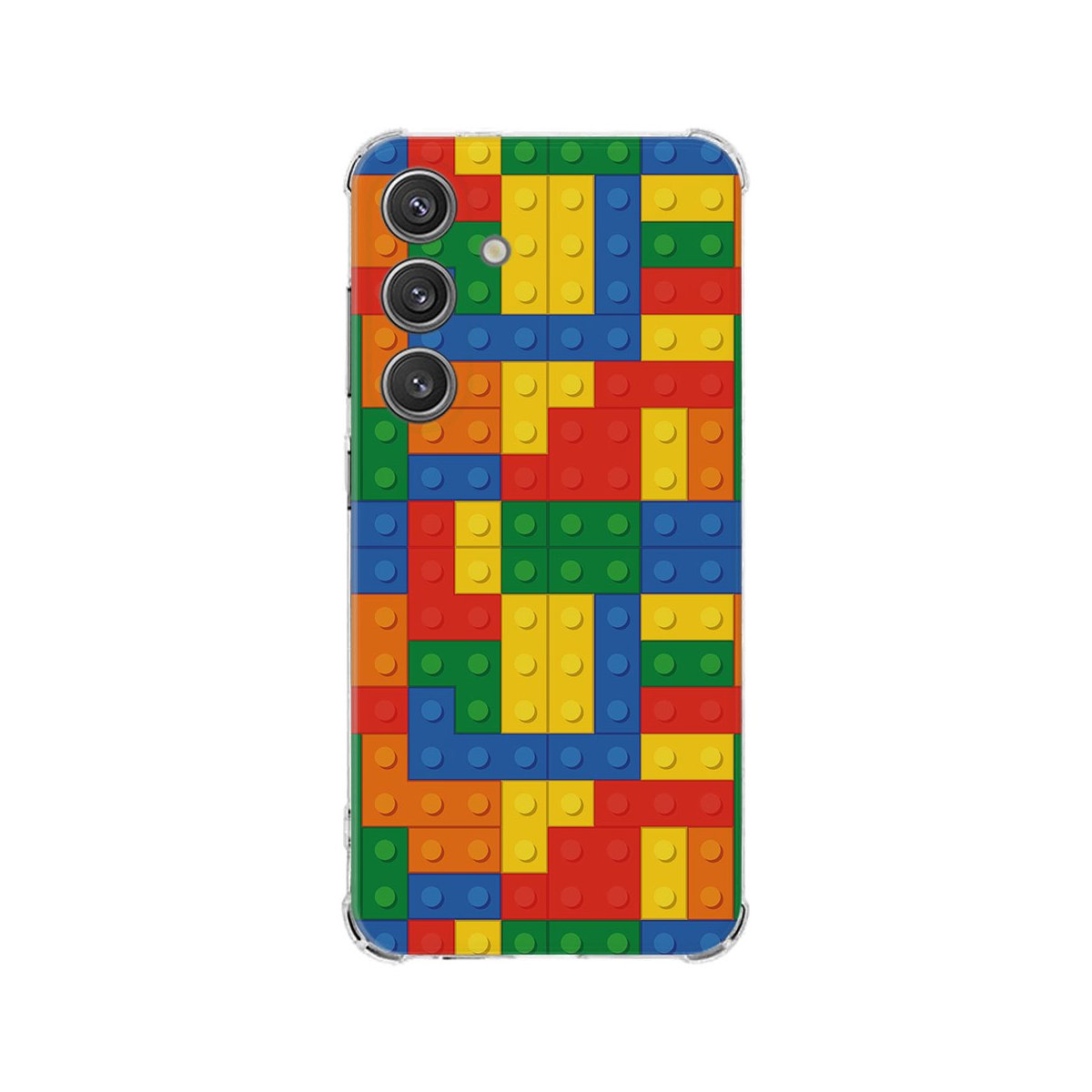 Samsung Galaxy S25 Hoesje - Blokken TPU Antishock blokken patroon achterkant kleurig