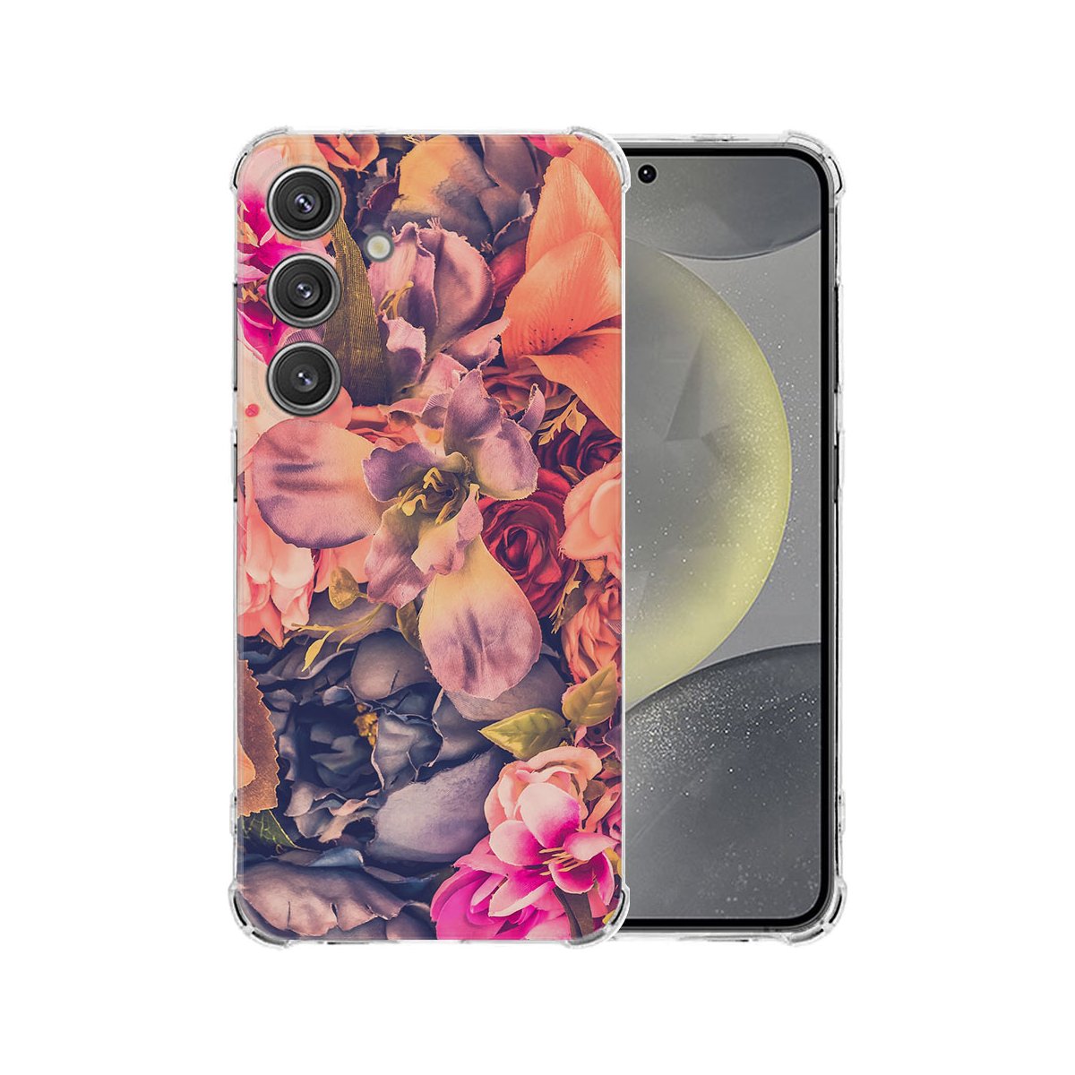 Samsung Galaxy S25 Hoesje - Bosje Bloemen TPU Antishock bloemenprint voorkant en achterkant