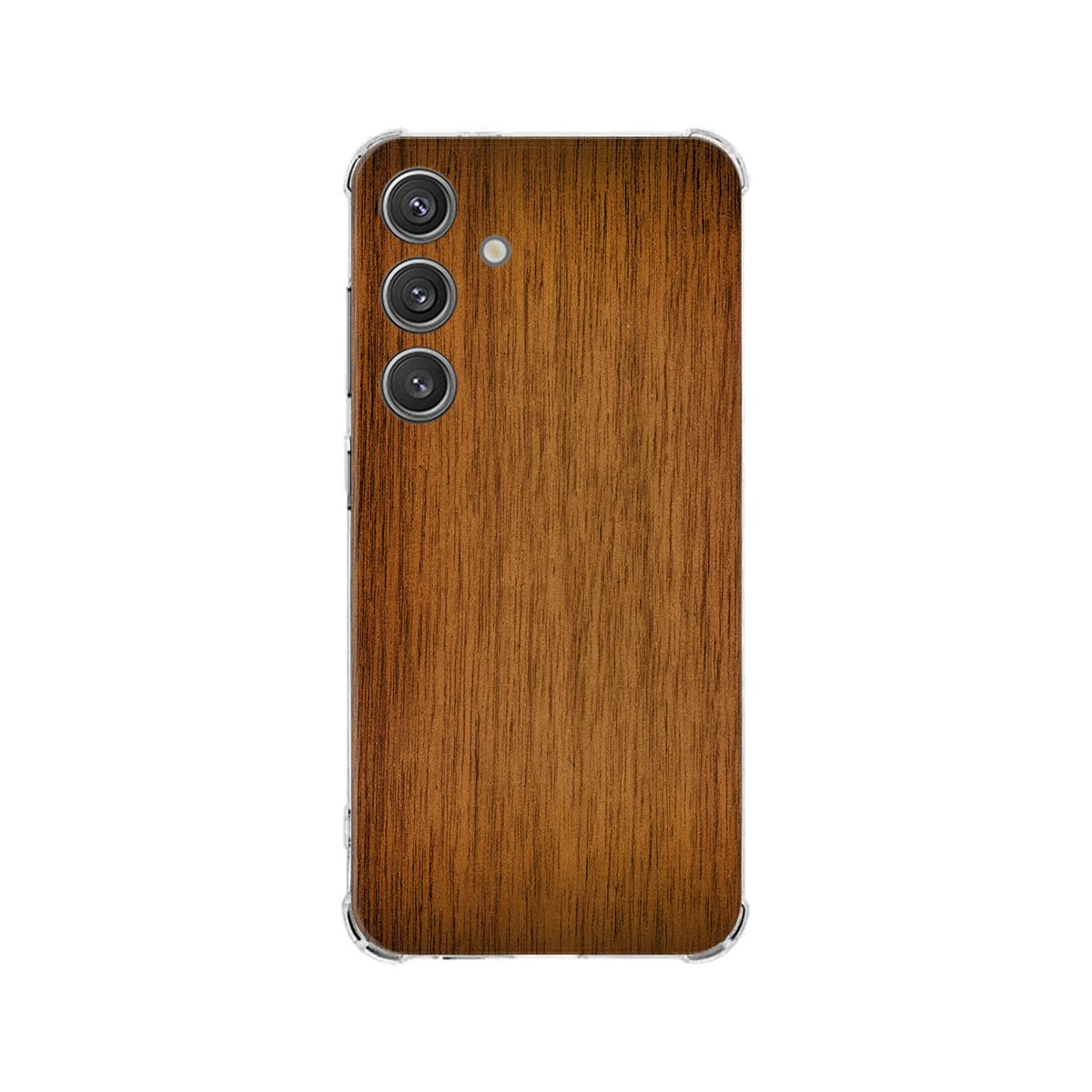 Samsung Galaxy S25 Hoesje Donker Hout TPU Antishock achterkant hout design
