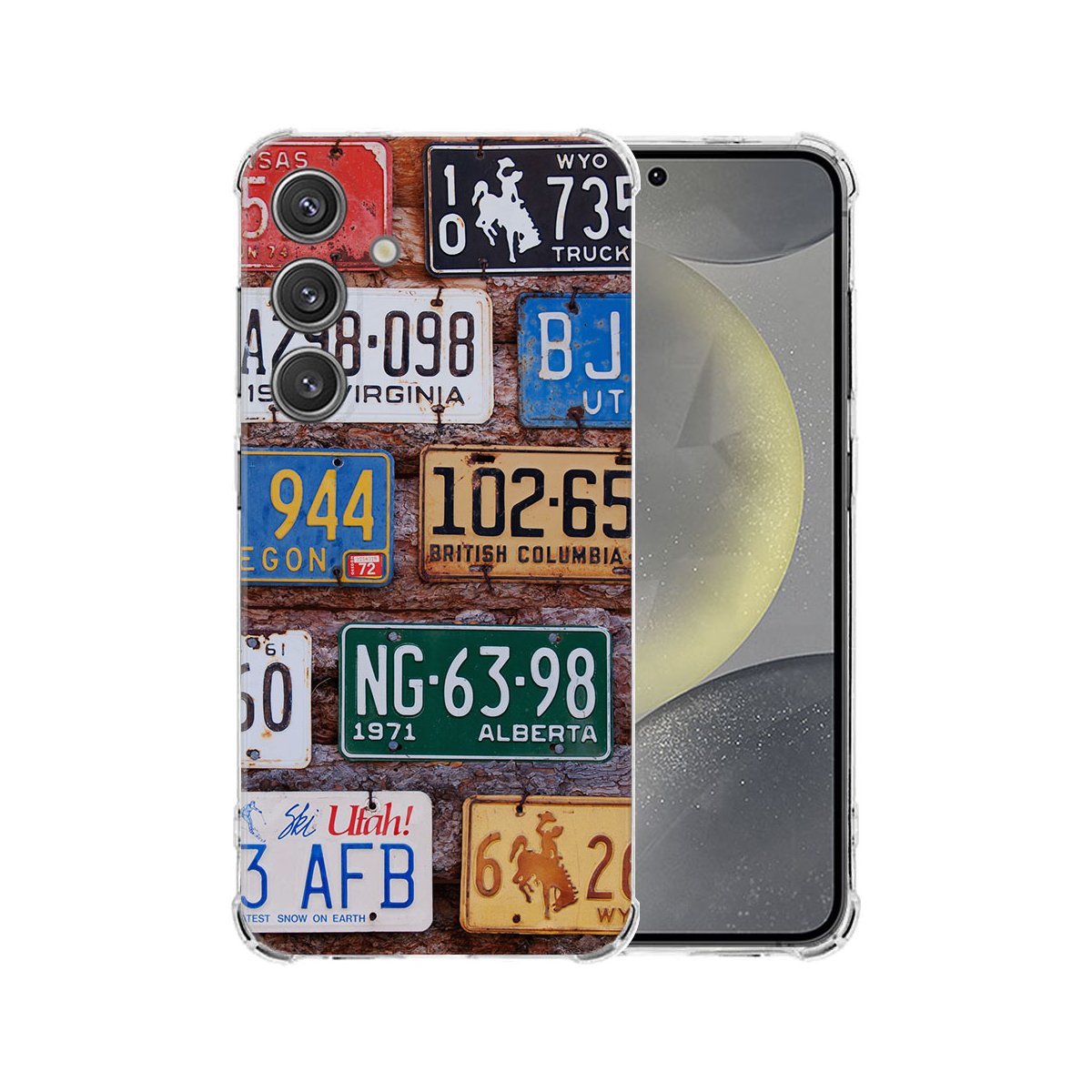 Samsung Galaxy S25 Hoesje - Kentekenplaten TPU Antishock design kentekenplaten aanzicht