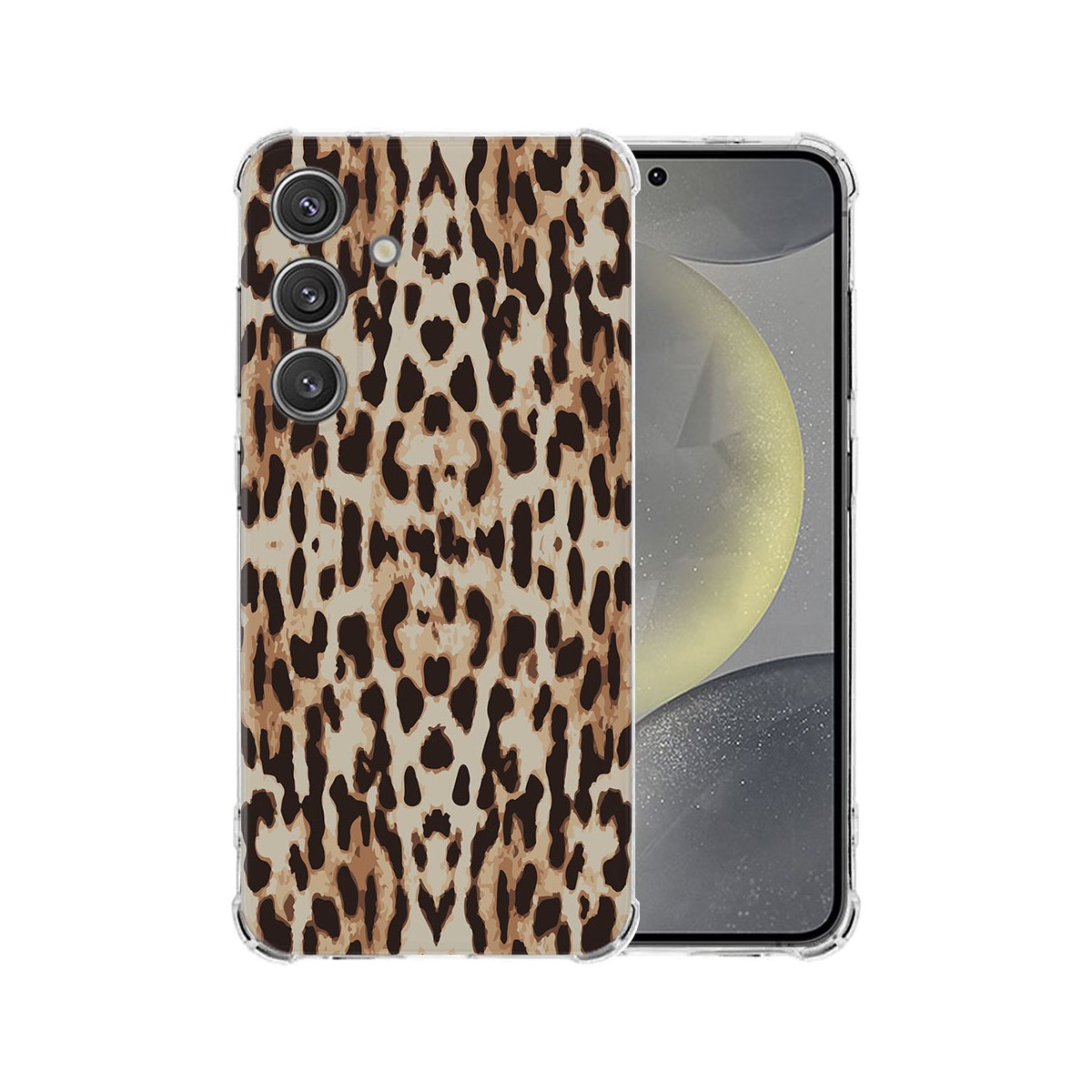 Samsung Galaxy S25 Hoesje - Leopard TPU Antishock leopard design achterkant