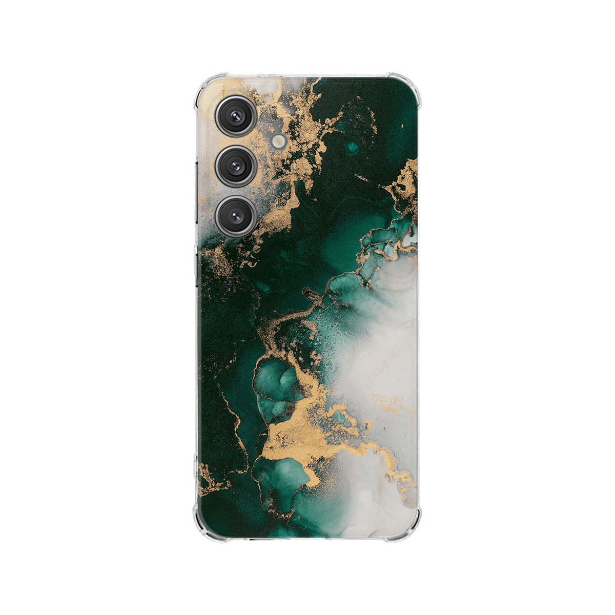 Samsung Galaxy S25 Hoesje Marmer Groen TPU Antishock achterkant groen marmerdesign
