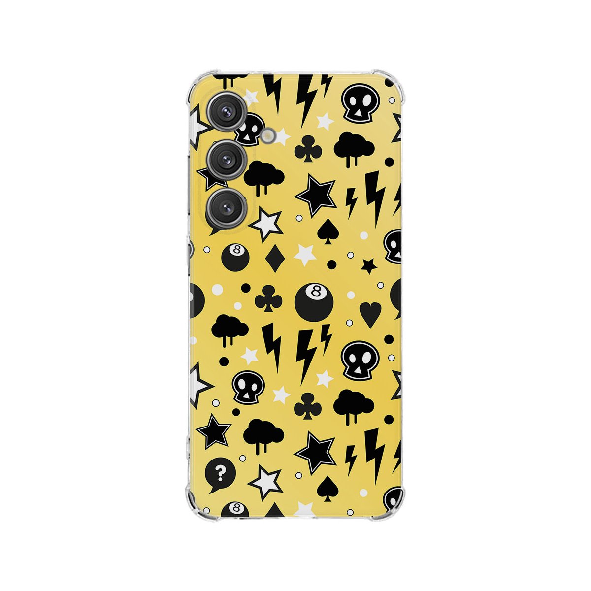 Samsung Galaxy S25 Hoesje - Punk Yellow TPU Antishock design punk yellow achterkant