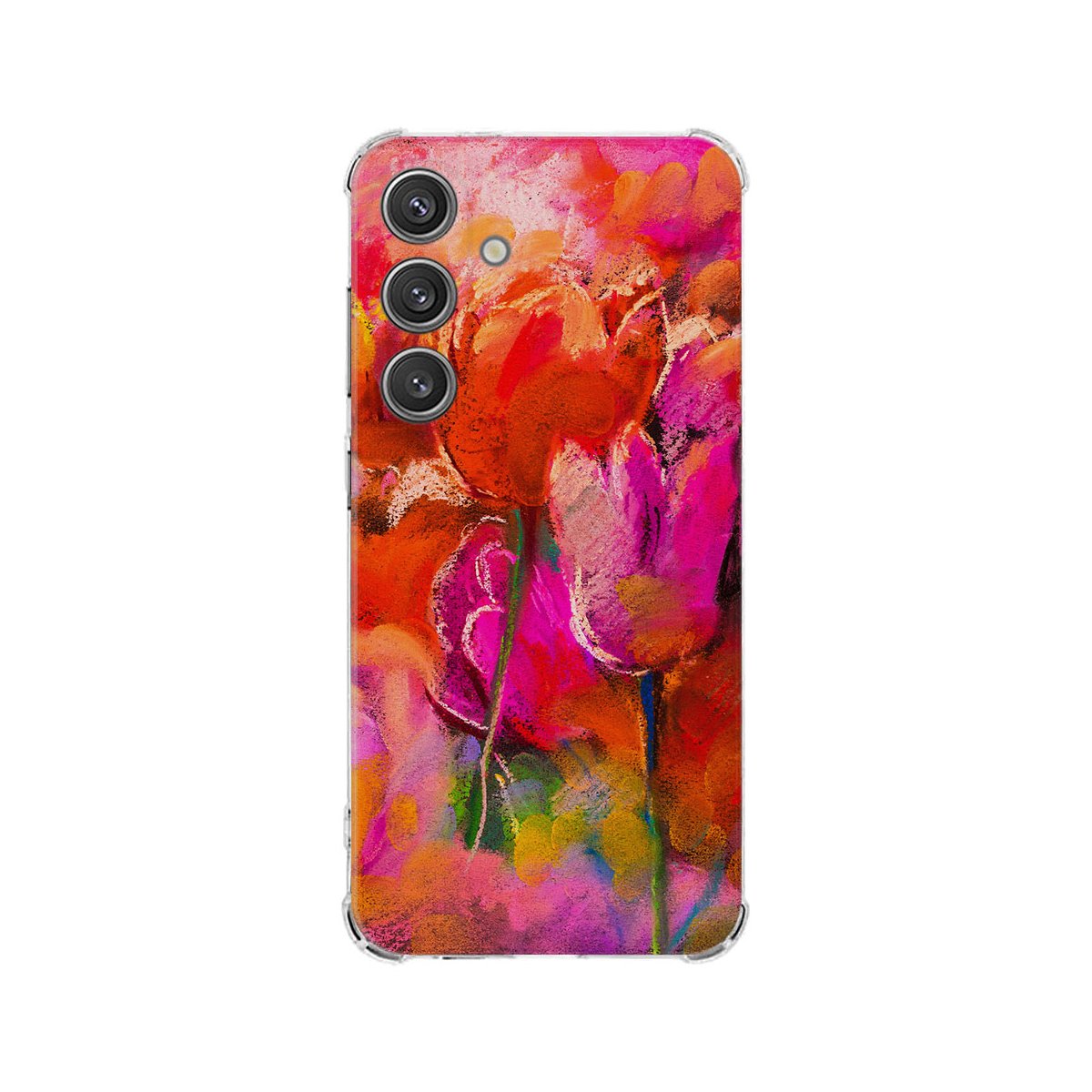 Samsung Galaxy S25 Hoesje - Tulips TPU Antishock tulips design achterkant