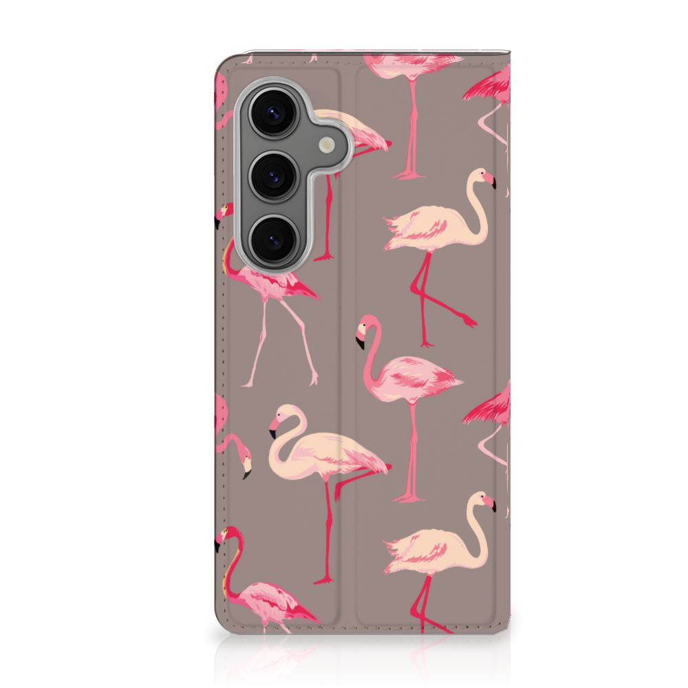 Samsung Galaxy S25 Hoesje maken Flamingo stand case flamingo design voorkant