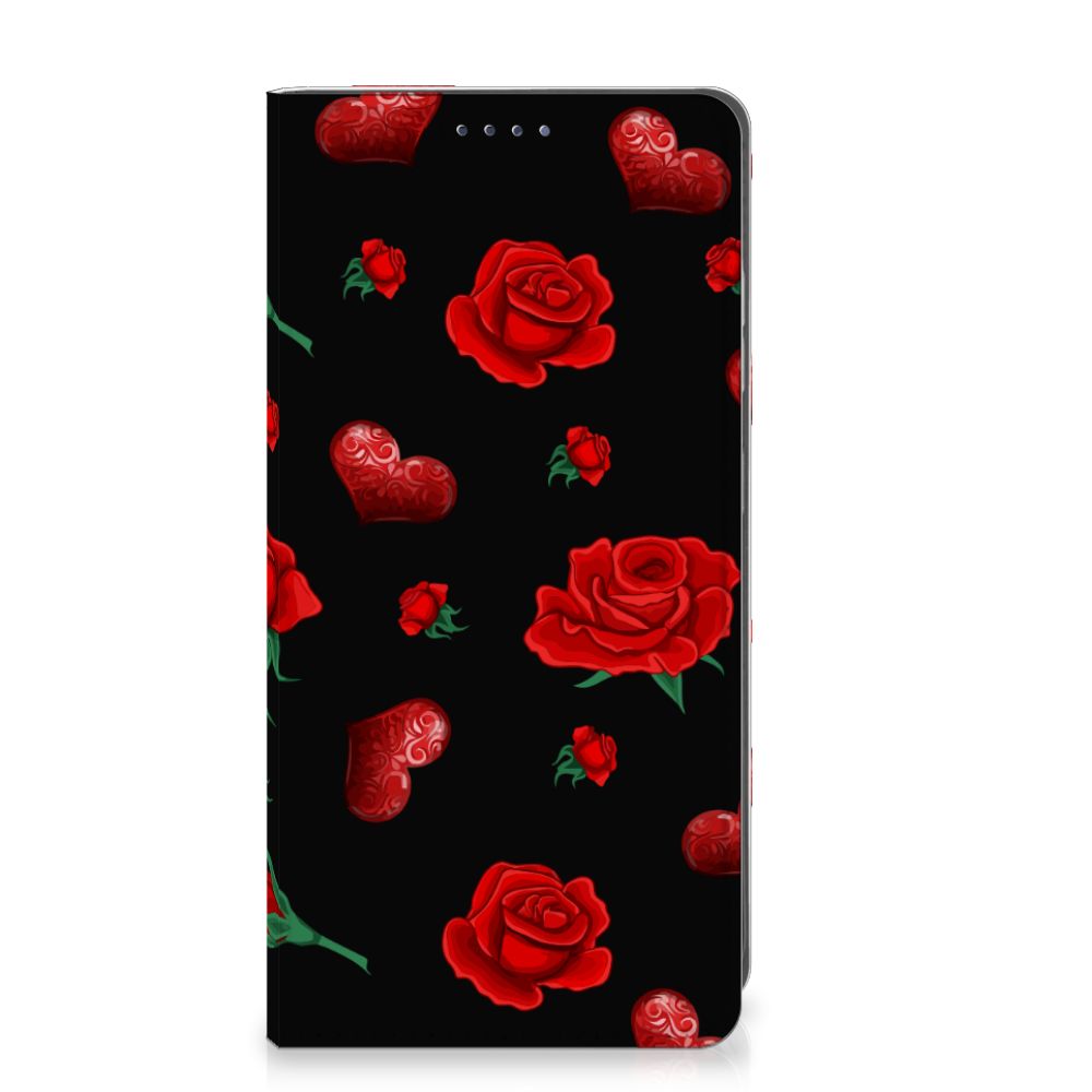 Samsung Galaxy S25 Magnet Case Valentine voorkant hart rozen ontwerp