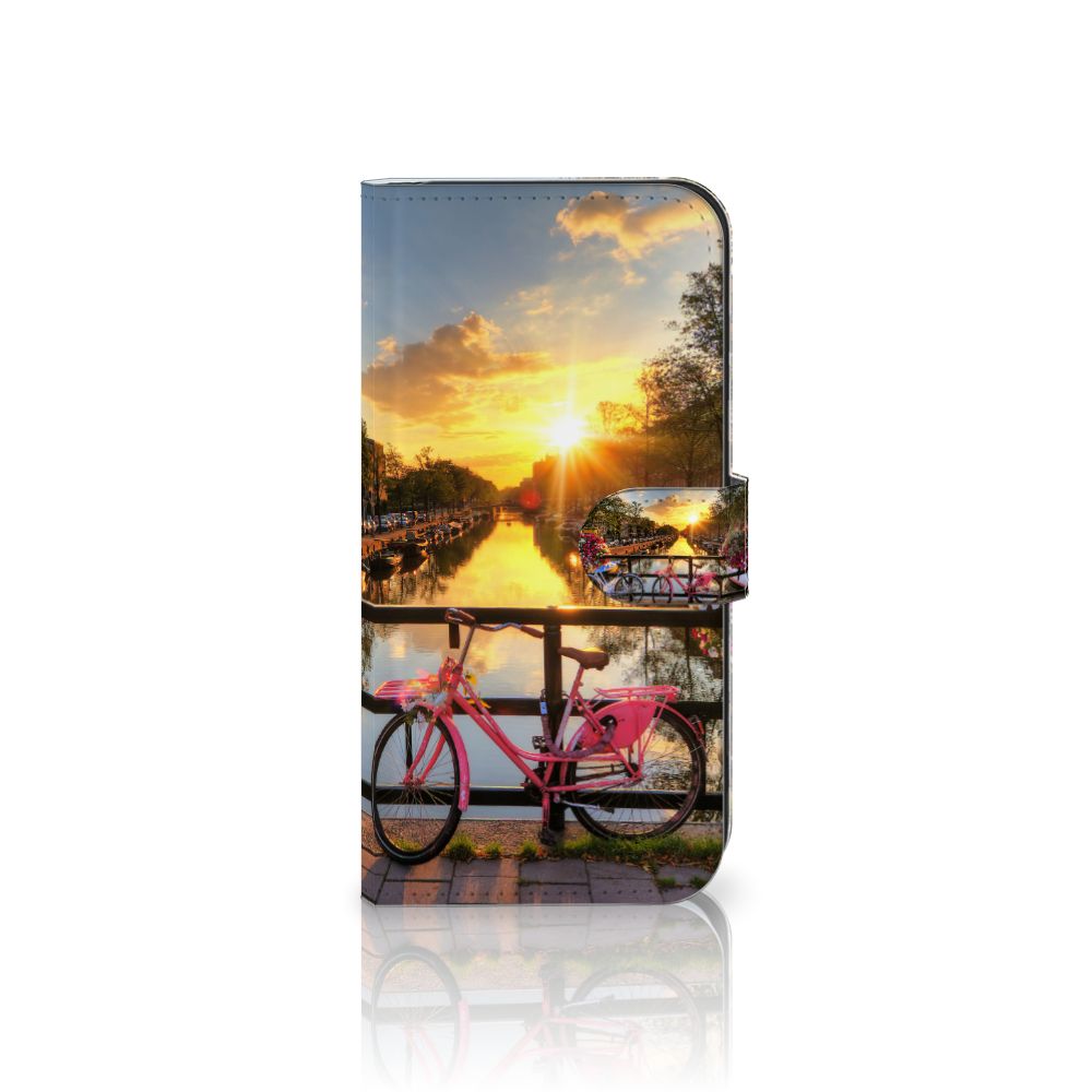 Samsung Galaxy S25 Plus Flip Cover Amsterdamse Grachten fiets zonsondergang aanzicht