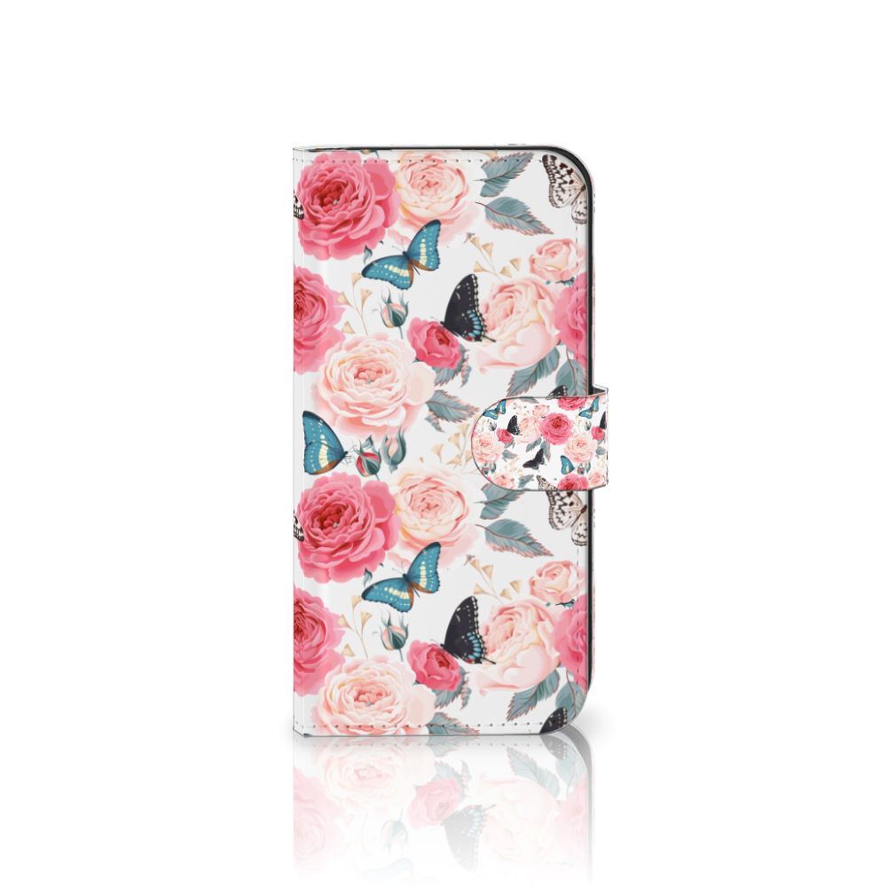 Samsung Galaxy S25 Plus Hoesje Butterfly Roses bookhoesje design rozen vlinders aanzicht