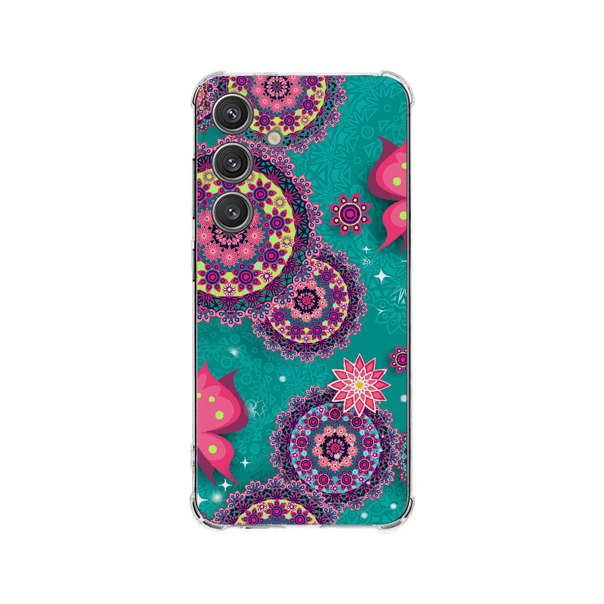 Samsung Galaxy S25 Plus Hoesje - Cirkels en Vlinders TPU Antishock design cirkels vlinders achteraanzicht